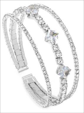 Rhinestone Crystal Tennis Bangle Cuff Bracelet Open Cuff Sparkling Jewelry